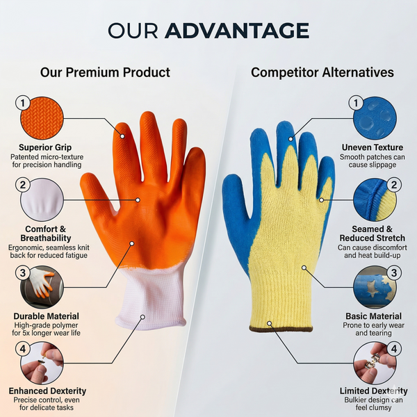 GripGuard Orange Work Gloves Pack