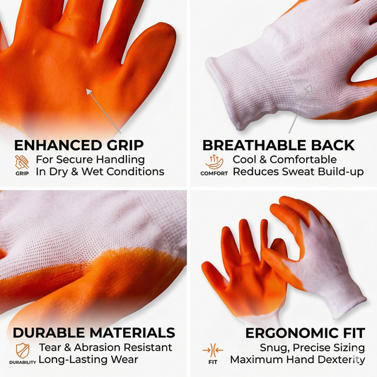 GripGuard Orange Work Gloves Pack